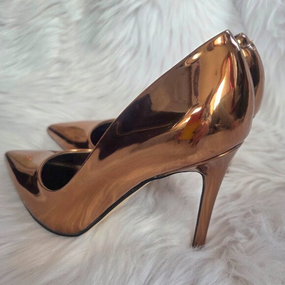 NEW NINE WEST Metallic Bronze Stiletto High Heels Size 7 - Picture 5 of 13